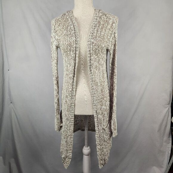 Arizona Jeans Womens Cardigan Extra Long Sweater Sz Small Brown Loose Knit - Picture 1 of 7